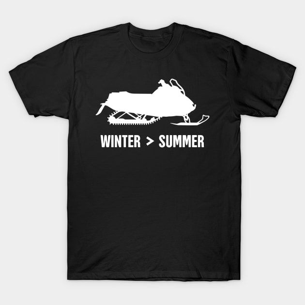 Winter And Summer - Funny Snowmobile Design T-Shirt by MeatMan